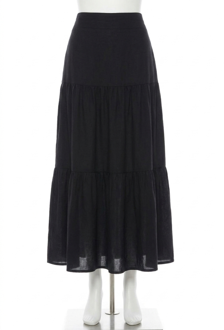 NEW EE:SOME tiered maxi skirt in black